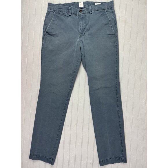 Gap Size 32x32 Mens Pants Essential Khaki Slim Blue Straight Stretch - Picture 1 of 4